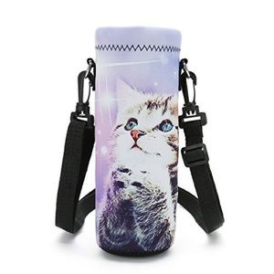I COLOR Photo-Realistic Cat Neoprene Water Bottle Holder w/ strap